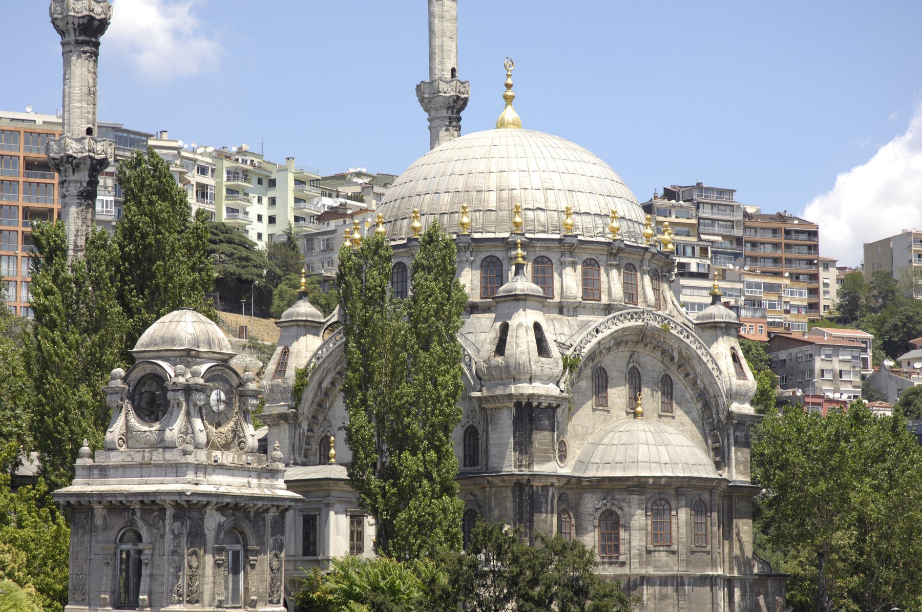 The Nusretiye Camii (Mosque of Victory) in Tophane, finished in 1826, as it stands today on the Bosphorus waterfront