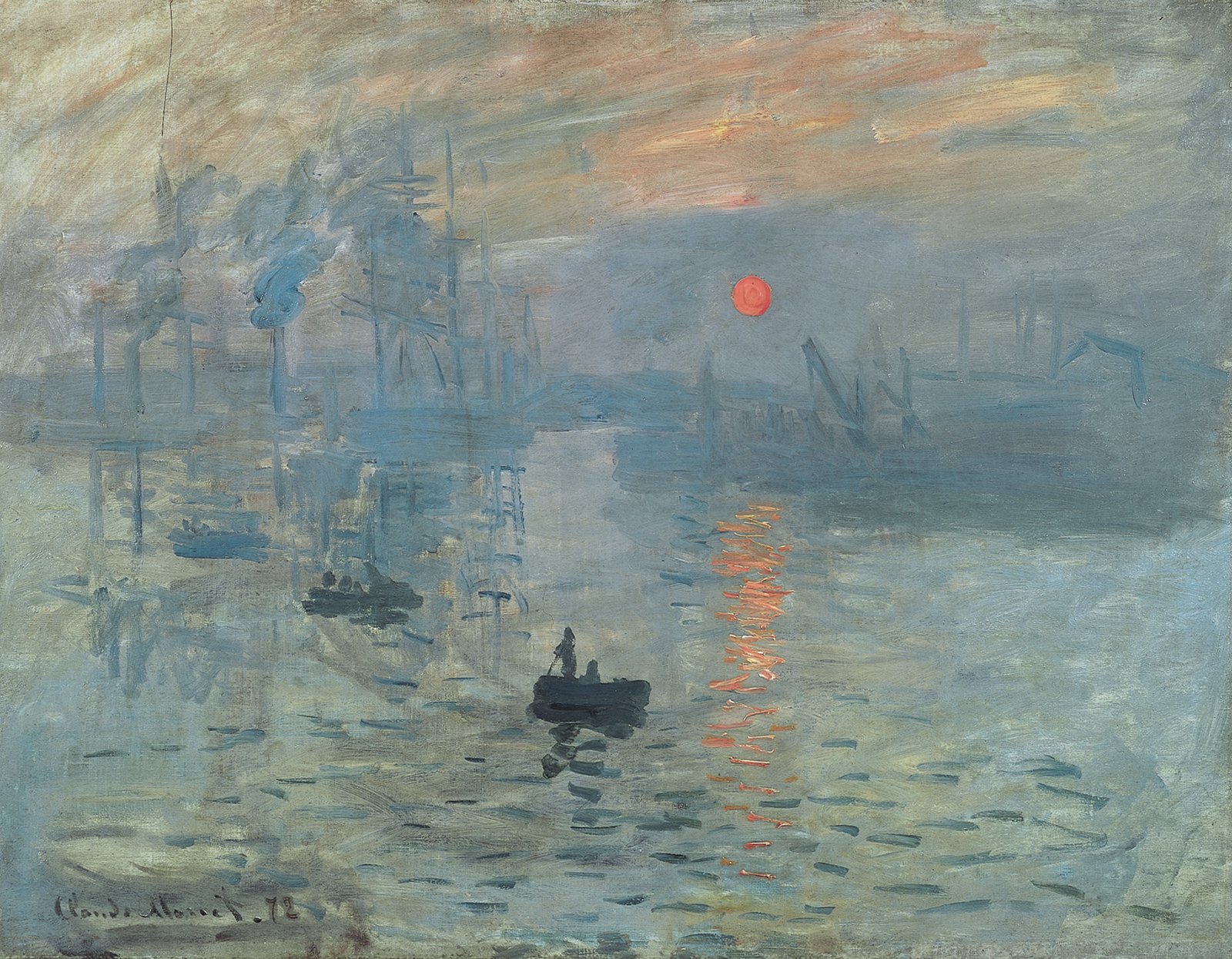 Claude Monet, Impression, soleil levant (1872), now hanging in the Musée Marmottan Monet in Paris