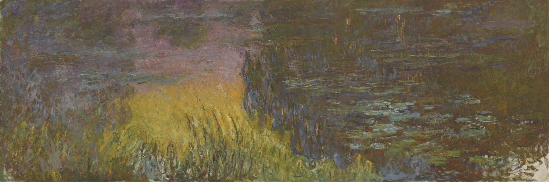 Detail from one of Monet's Water Lilies panels at the Musée de l'Orangerie, the eight wall-sized canvases the painter himself designed the rooms for