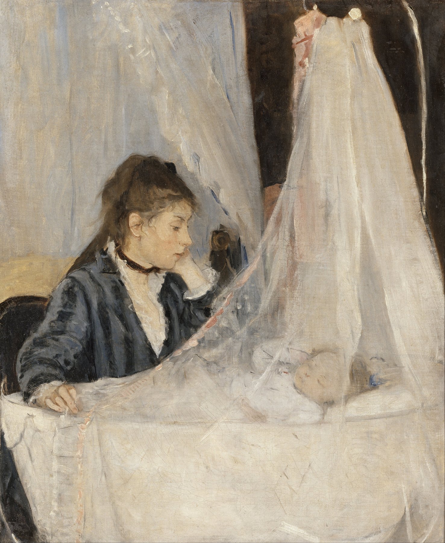 Berthe Morisot's The Cradle (1872), the painting that introduced her to the Impressionist circle