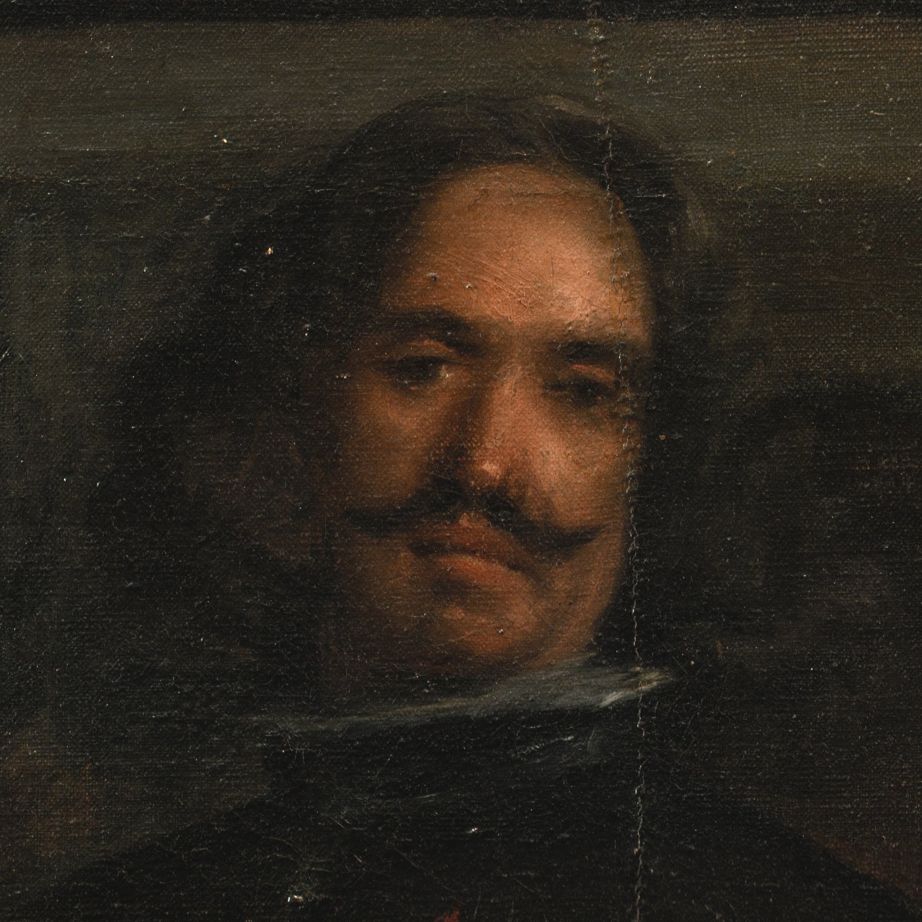 Diego Velazquez's self portrait detail from Las Meninas, the painter at the easel