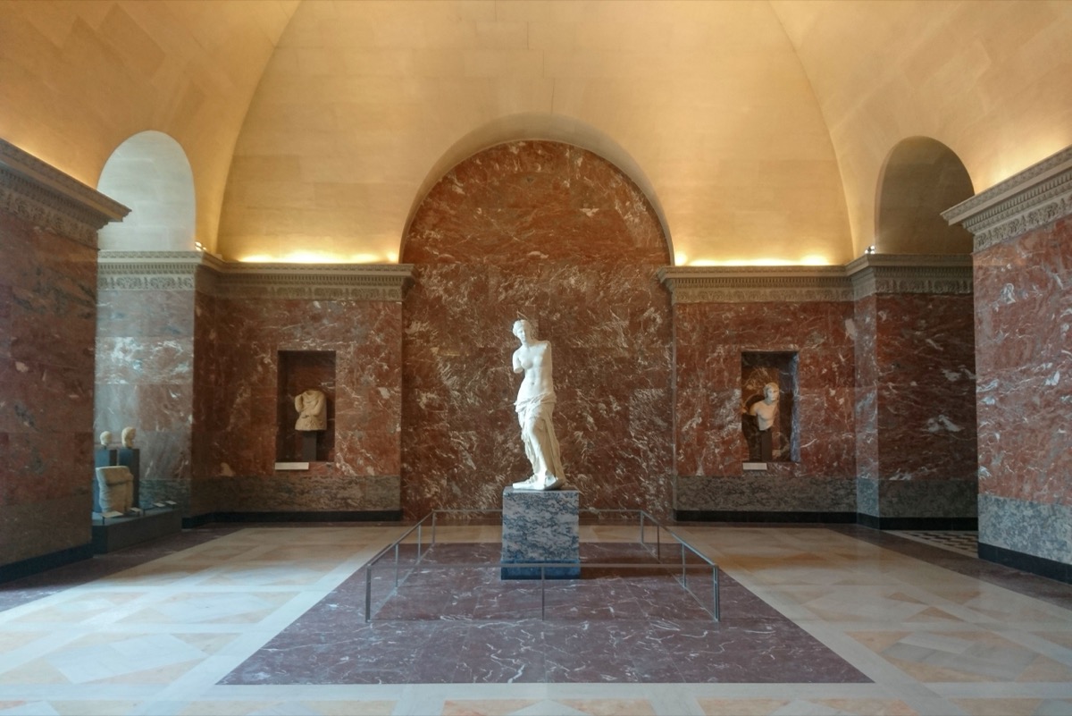 The Salle de la Venus de Milo at the Louvre, the gallery built in the 1820s to display her