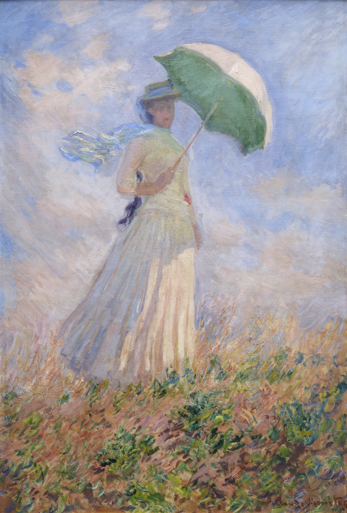 Study of a Figure Outdoors (Woman with a Parasol facing right), 1886 -- Musee d'Orsay, the second of the pair