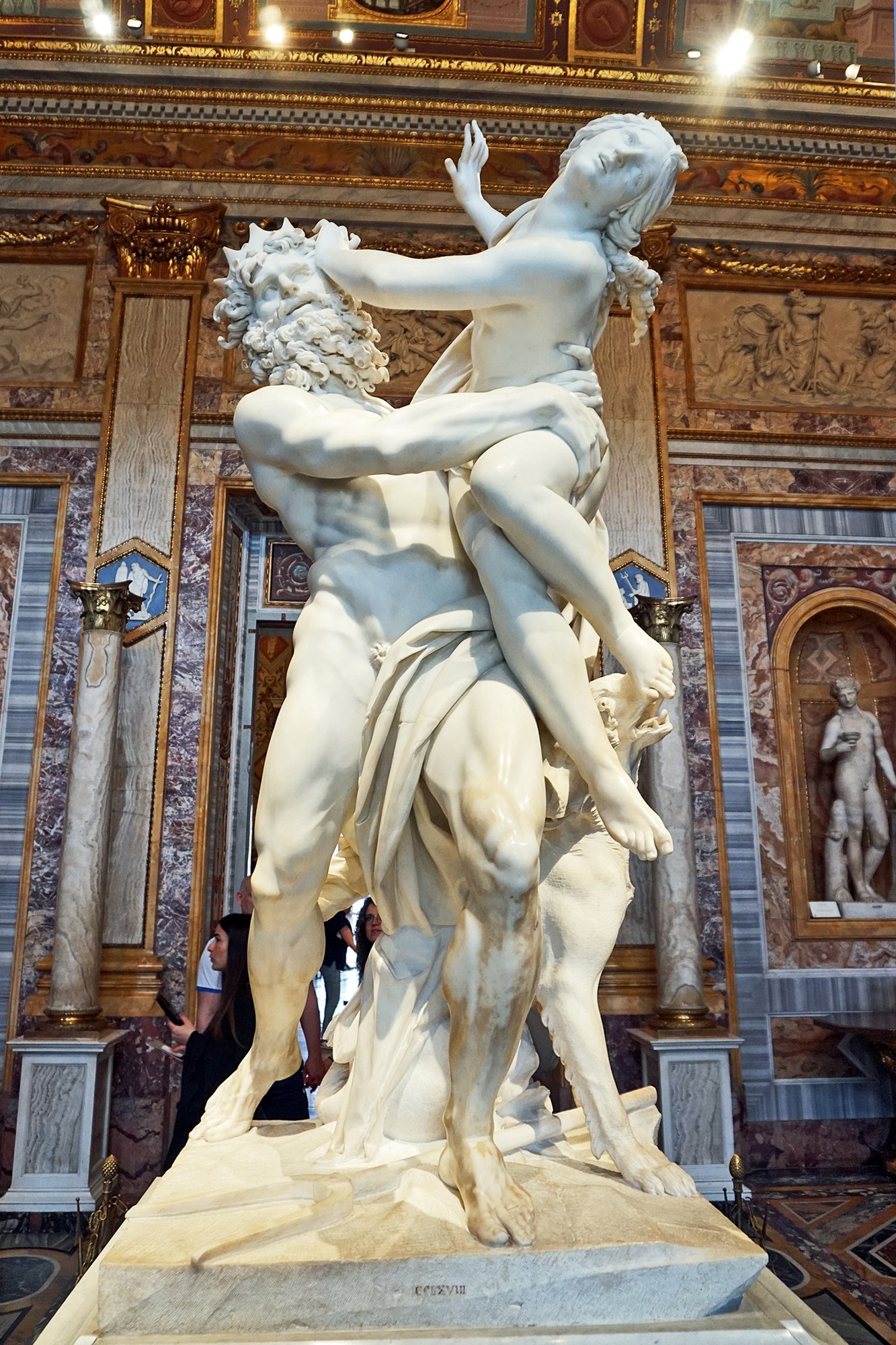 Gian Lorenzo Bernini's Rape of Proserpina in the Galleria Borghese, Rome, showing Pluto carrying off Proserpina