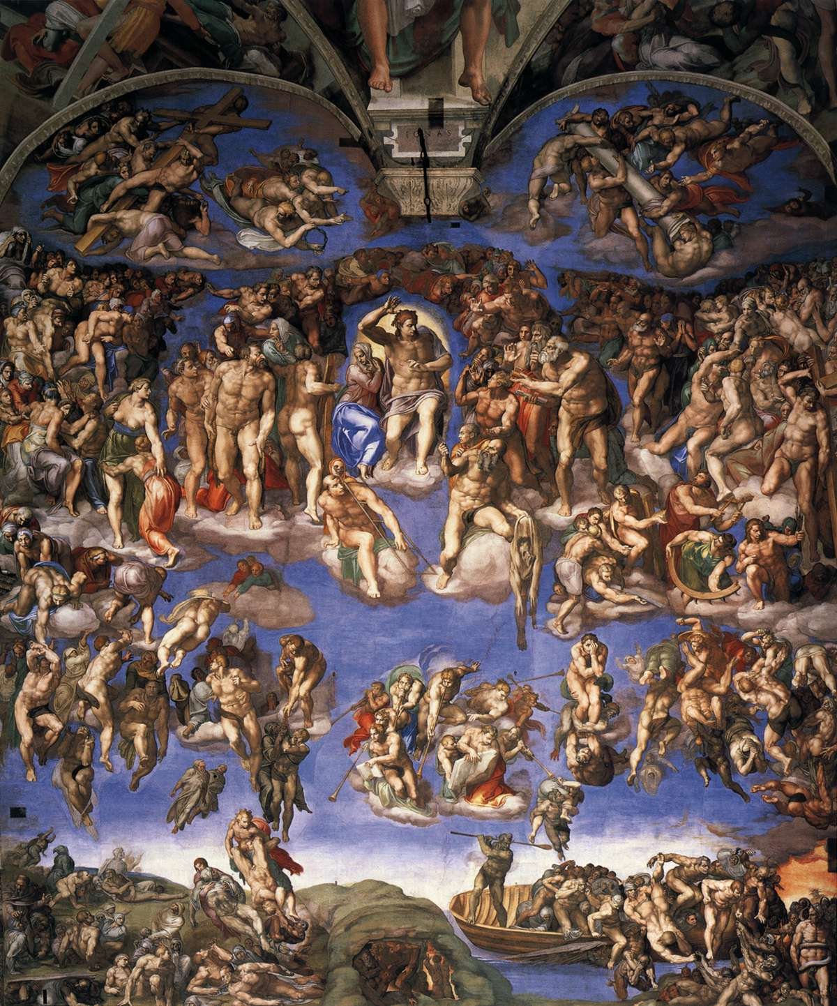 Michelangelo's Last Judgment on the Sistine Chapel altar wall, painted 22 years after the ceiling vault
