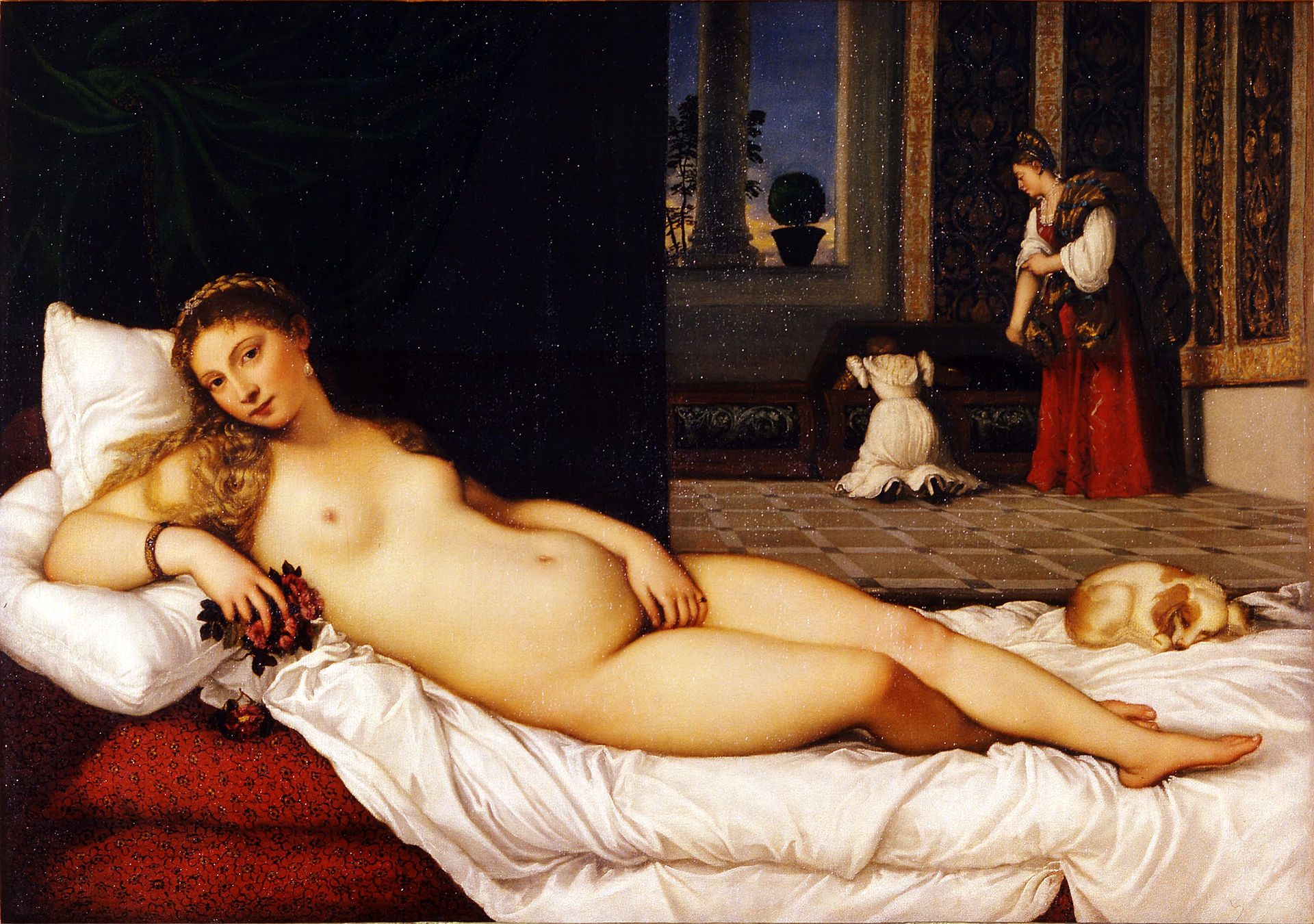 Titian's Venus of Urbino, painted in 1538 for the Duke of Urbino, the reclining nude that taught every reclining nude that came after it.